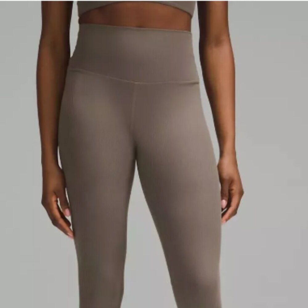 NWT Lululemon Align Ribbed HR Crop Leggings 23" Nomd Brown Tan Size 6 Gym